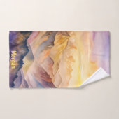 Gepersonaliseerde Waterverf Mountain Sunset Sports Handdoek (Handdoek)