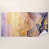 Gepersonaliseerde Waterverf Mountain Sunset Strandlaken (Voorkant)