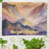 Gepersonaliseerde Waterverf Mountain Sunset Theedoek (Gevouwen)