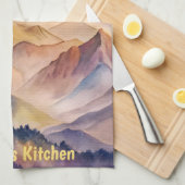 Gepersonaliseerde Waterverf Mountain Sunset Theedoek (Quarter Fold)