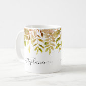 Gepersonaliseerde Waterverf najaarsloop Herfst Koffiemok (Voorkant links)