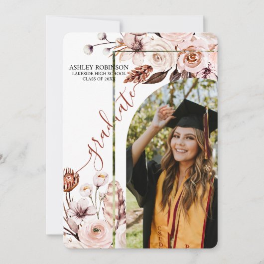 Gepersonaliseerde Waterverf Natuur Bloemen Afstude Kaart (Voorkant)