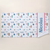 Gepersonaliseerde Waterverf Nautisch Thema Strandlaken (Voorkant)