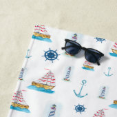 Gepersonaliseerde Waterverf Nautisch Thema Strandlaken (In situ)