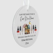 Gepersonaliseerde Waterverf Nieuwe Home Eerste Ker Ornament (voorkant)