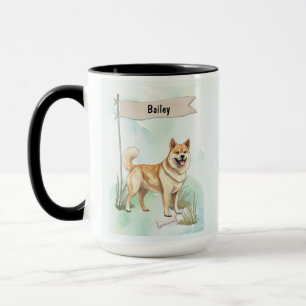 Gepersonaliseerde waterverf Noorse Buhund-hond Mok
