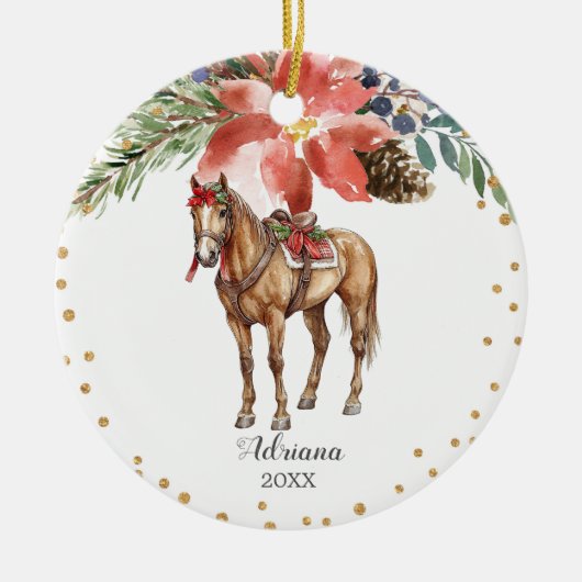 Gepersonaliseerde Waterverf Notenkraker Horse Gift Keramisch Ornament (Voorkant)