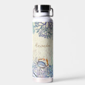 Gepersonaliseerde Waterverf Ocean Zee Life Beach Waterfles (Achterkant)