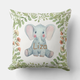 Gepersonaliseerde waterverf olifant greenery nurse kussen