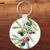 Gepersonaliseerde Waterverf Olive Branch Sleutelhanger (Voorkant)
