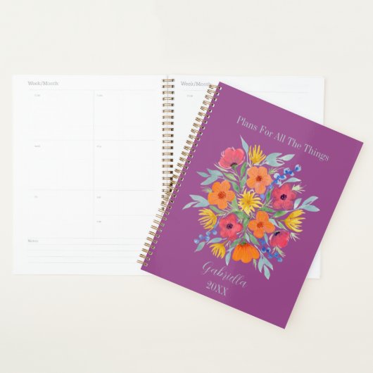 Gepersonaliseerde Waterverf op Paarse Planner (Display)