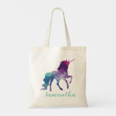 Gepersonaliseerde Waterverf Paarse Blauwe Groene E Tote Bag (Achterkant)
