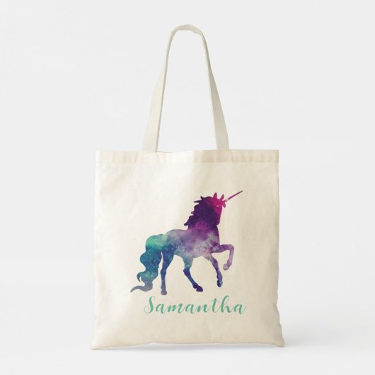 Gepersonaliseerde Waterverf Paarse Blauwe Groene E Tote Bag (Achterkant)