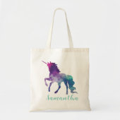 Gepersonaliseerde Waterverf Paarse Blauwe Groene E Tote Bag (Voorkant)