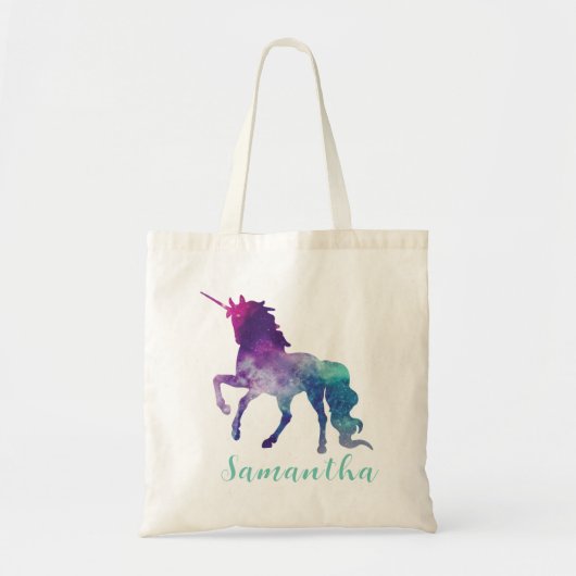Gepersonaliseerde Waterverf Paarse Blauwe Groene E Tote Bag (Voorkant)