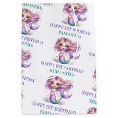 Gepersonaliseerde waterverf paarse blauwgroen zeem medium cadeauzakje (Voorkant)