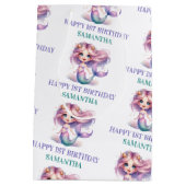 Gepersonaliseerde waterverf paarse blauwgroen zeem medium cadeauzakje (Achterkant)