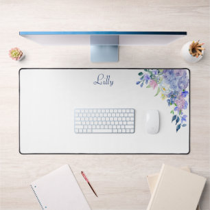 Gepersonaliseerde Waterverf Paarse Hydrangeas Bureaumat
