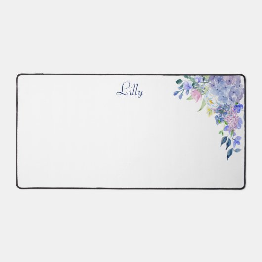 Gepersonaliseerde Waterverf Paarse Hydrangeas Bureaumat (Voorkant)
