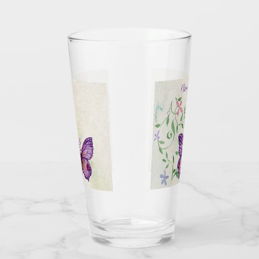 Gepersonaliseerde waterverf paarse vlinder glas (Rechts)
