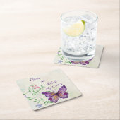 Gepersonaliseerde waterverf paarse vlinder kartonnen onderzetters (Insitu)