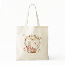 Gepersonaliseerde Waterverf paashaas en bloemen