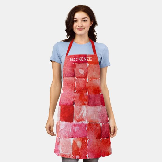 Gepersonaliseerde Waterverf Paint Artist Red Schort (Gedragen)