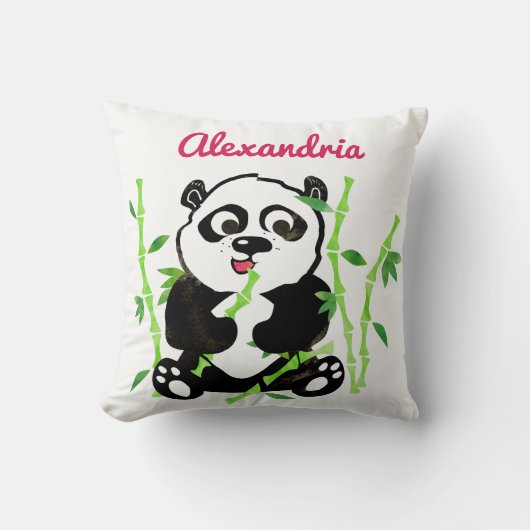 Gepersonaliseerde Waterverf Panda Beer Animal Girl Kussen (Voorkant)