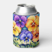 Gepersonaliseerde Waterverf Pansies koelbox Blikjeskoeler (Blikje Voorkant)