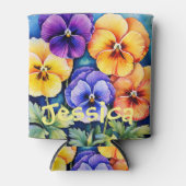 Gepersonaliseerde Waterverf Pansies koelbox Blikjeskoeler (Voorkant)