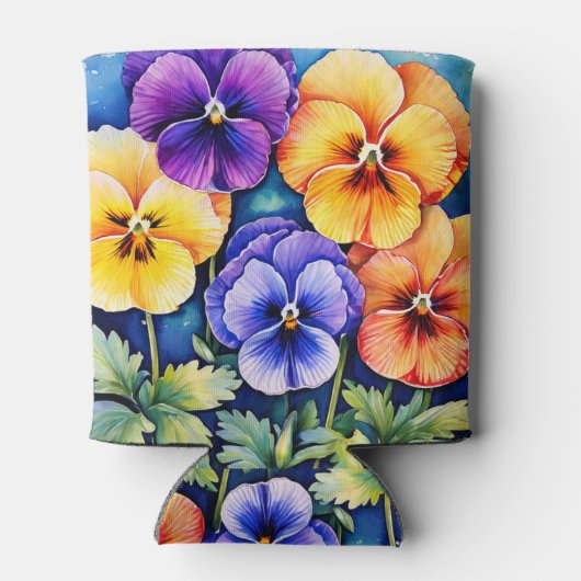 Gepersonaliseerde Waterverf Pansies koelbox Blikjeskoeler (Achterkant)