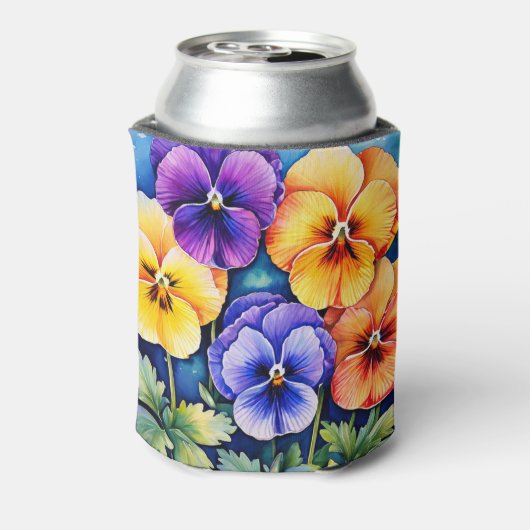 Gepersonaliseerde Waterverf Pansies koelbox Blikjeskoeler (Blikje Achterkant)