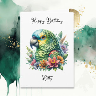 Gepersonaliseerde Waterverf Parrot Verjaardag Kaart