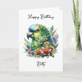 Gepersonaliseerde Waterverf Parrot Verjaardag Kaart (Voorkant)