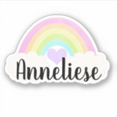 Gepersonaliseerde Waterverf pasta kleurige regenbo Sticker (Voorkant)