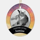 Gepersonaliseerde Waterverf Pet Memorial Foto toev Keramisch Ornament (Links)