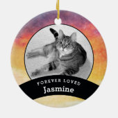 Gepersonaliseerde Waterverf Pet Memorial Foto toev Keramisch Ornament (Achterkant)