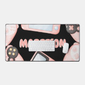 Gepersonaliseerde Waterverf Pink Gaming Bureaumat (Keyboard & Muis)