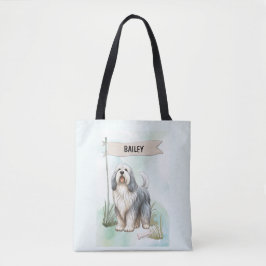 Gepersonaliseerde waterverf Polish Lowland Sheepdo Tote Bag
