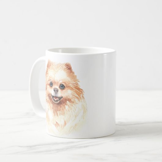 Gepersonaliseerde Waterverf Pomeranian Koffiemok (Voorkant links)