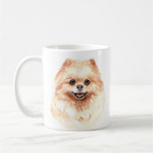 Gepersonaliseerde Waterverf Pomeranian Koffiemok (Links)