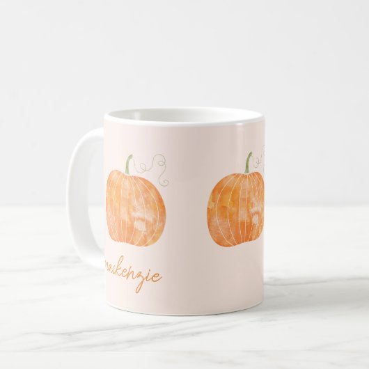 Gepersonaliseerde Waterverf Pompoen Herfst Herfst Koffiemok (Voorkant links)