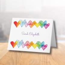 Gepersonaliseerde Waterverf Rainbow Hearts Schatti