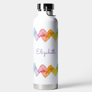 Gepersonaliseerde Waterverf Rainbow Hearts Schatti Waterfles