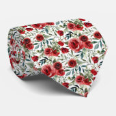 Gepersonaliseerde Waterverf Red Roses Stropdas (Opgerold)