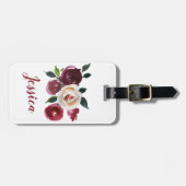 Gepersonaliseerde Waterverf rode en witte Rozen Bagagelabel (Voorkant horizontaal)