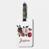 Gepersonaliseerde Waterverf rode en witte Rozen Bagagelabel (Achterkant verticaal)