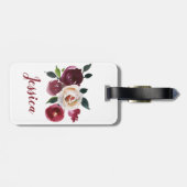 Gepersonaliseerde Waterverf rode en witte Rozen Bagagelabel (Achterkant horizontaal)