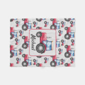 Gepersonaliseerde Waterverf rode tractor patroon Fleece Deken (Voorkant (Horizontaal))