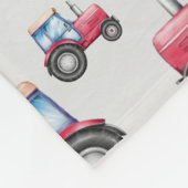 Gepersonaliseerde Waterverf rode tractor patroon Fleece Deken (Hoek)